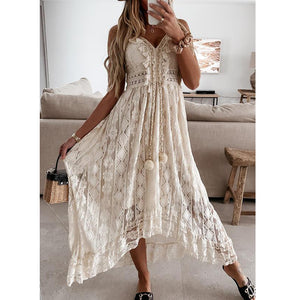 Elegant Lace Halter Maxi Dress