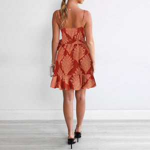 Fashion Printed Halter Mini Dress