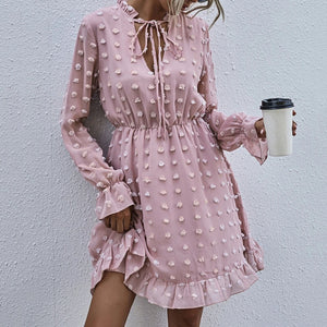 Elegant V-Neck Ruffle Mini Dress