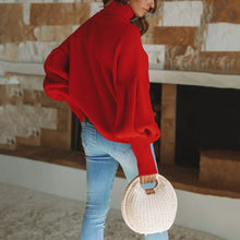 Load image into Gallery viewer, Turtleneck Lantern Sleeve Pullover Sweater
