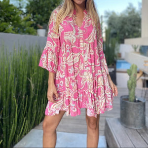 Boho Style Printed Vacation Mini Dress