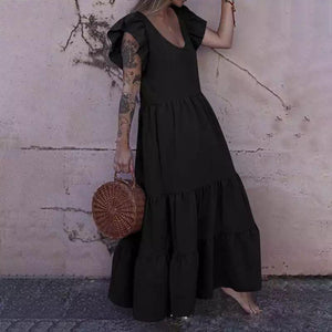 Elegant Ruffle Sleeve Casual Maxi Dress