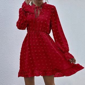 Elegant V-Neck Ruffle Mini Dress