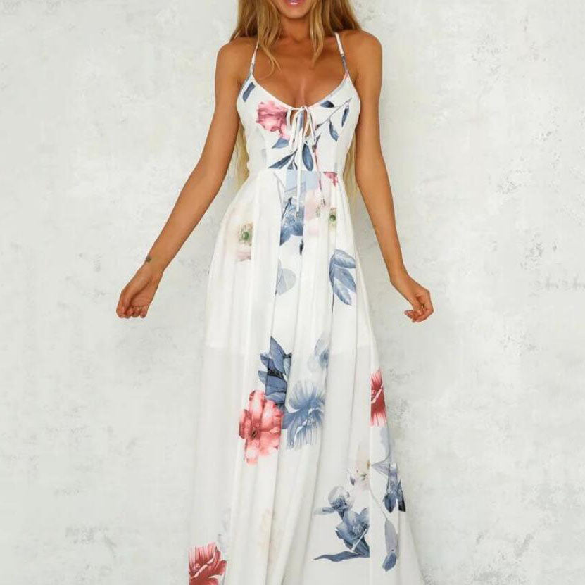 Printed Slit Sling Floarl Printed Dress