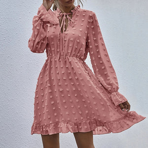 Elegant V-Neck Ruffle Mini Dress