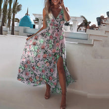 Load image into Gallery viewer, Chiffon Crint Slit Floral Printed Maxi Dress
