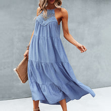 Load image into Gallery viewer, Solid Color halterneck Maxi Dress
