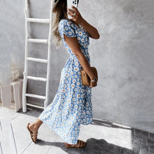 Load image into Gallery viewer, V Neck Floarl Printed Sexy Maxi Dress
