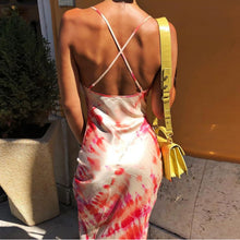 Load image into Gallery viewer, Tie-Dye Cross-Cut Backless Bodycon Maxi Dress
