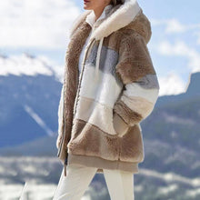 Load image into Gallery viewer, Plush Multicolor Stitching Hooded Coat
