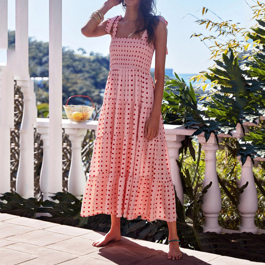 Elegant Sling Print Vacation Maxi Dress