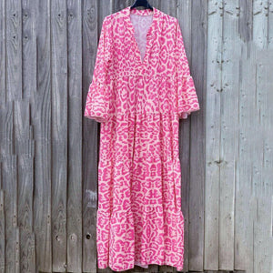 Leopard Print V-Neck Dress