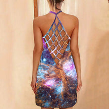Load image into Gallery viewer, Sexy Printed Hollow Halterneck Mini Dress

