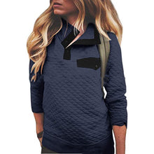 Load image into Gallery viewer, High Collar Button Long Sleeve Sweatshirt
