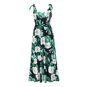 Sling Vacation Floarl Printed Maxi Dress
