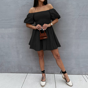 Off The Shoulder Puff Sleeve Mini Dress