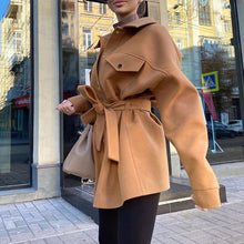 Load image into Gallery viewer, Solid Color Woolen Shirt Coat
