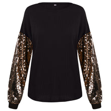 Load image into Gallery viewer, Fashion Sequins Contrast Stitching Knit Top
