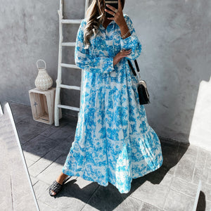 Fashion Floral Printed Loose Fit Maxi Dress