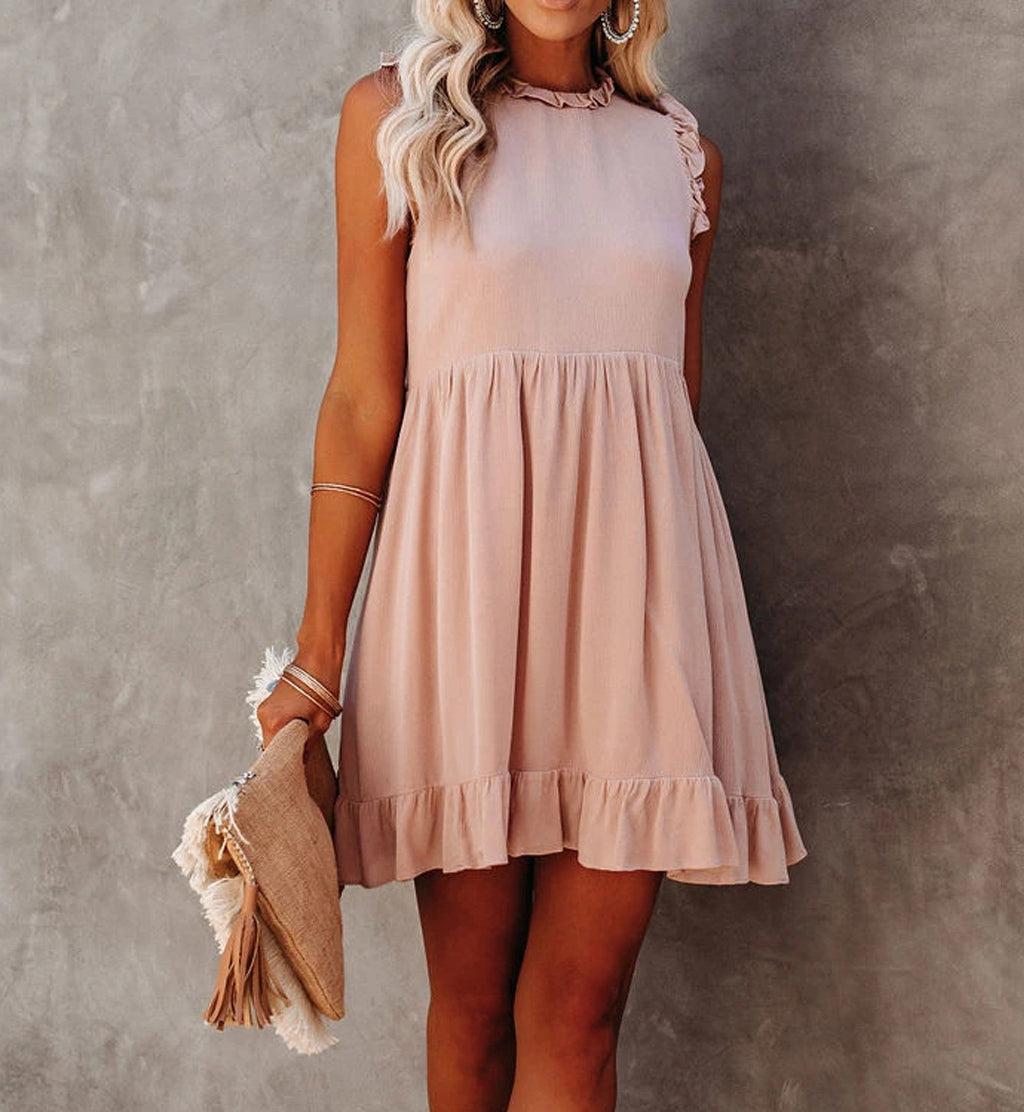 Cute Sleeveless Ruffle Mini Dress