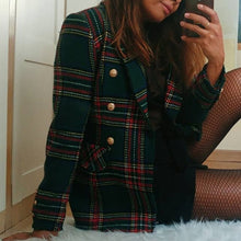 Load image into Gallery viewer, Plaid Printed Long Sleeve Blazer Coat
