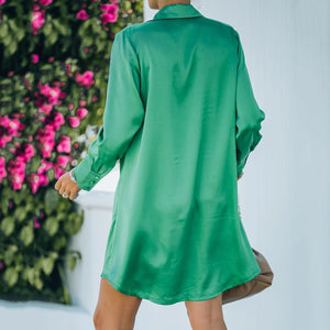 Elegant Lapel Collar V-Neck Mini Dress