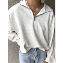 Load image into Gallery viewer, Casual Lapel Zipper Loose Solid Basic Sweatshirt
