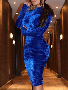 Retro Velvet Slim Bodycon Dress