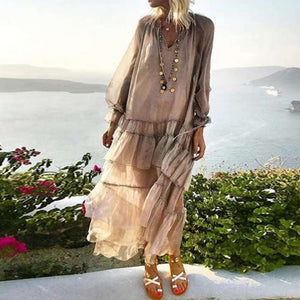 Soft V-Neck Loose Fit Casual Maxi Dress