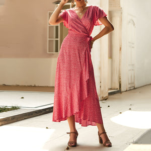 V-Neck Print Maxi Dress