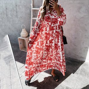 Fashion Floral Printed Loose Fit Maxi Dress