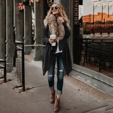 Load image into Gallery viewer, Large Fur Collar Cardigan Knitted Sweater Coat
