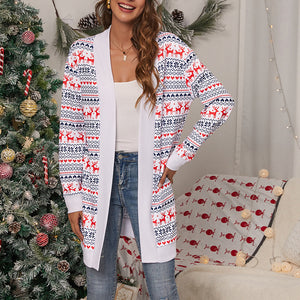 Christmas Print Knitted Cardigan