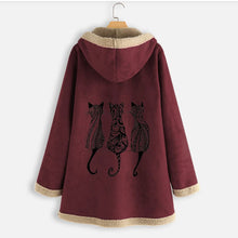 Load image into Gallery viewer, Plush hooded print coat
