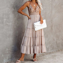 Load image into Gallery viewer, Lace Sling Small Floral Maxi Dress
