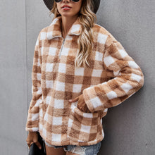 Load image into Gallery viewer, Thickened Plaid Zipper Tops Sweatshirt
