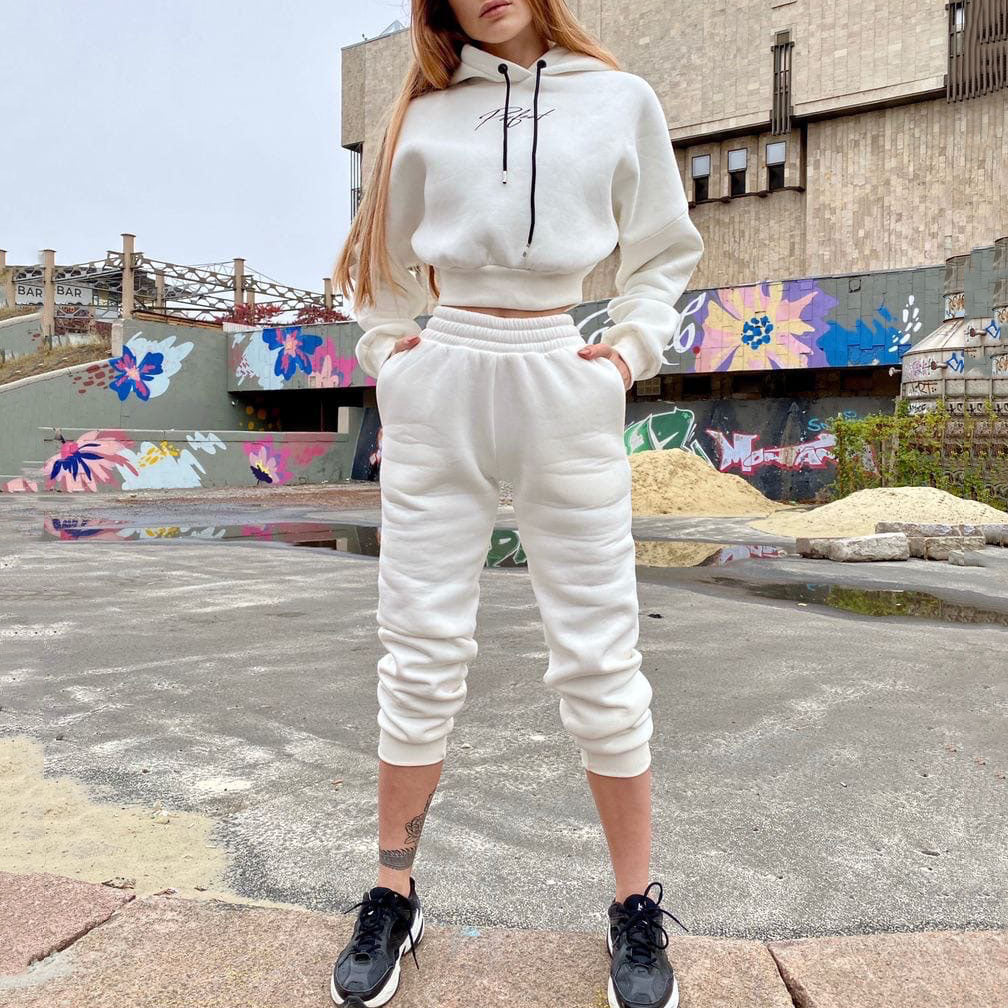 Casual Hooded Sweatshirt + Pants Set