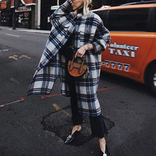 Load image into Gallery viewer, Elegant Lapel Long Sleeve Plaid Coat
