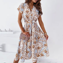 Load image into Gallery viewer, Elegant V Neck Printed Maxi Dress
