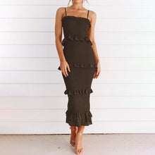 Load image into Gallery viewer, Solid Color Sling Ruffle Cake Dress
