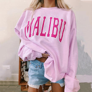 Cute Letter Printed Loose Fit Sweatshirt