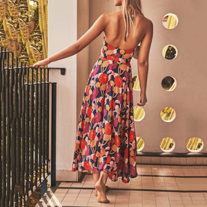 Printed Bohemian Vacation Maxi Dress