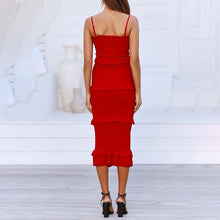 Load image into Gallery viewer, Solid Color Sling Ruffle Cake Dress
