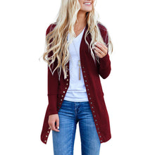 Load image into Gallery viewer, Solid Color Button Mid-Length Cardigan
