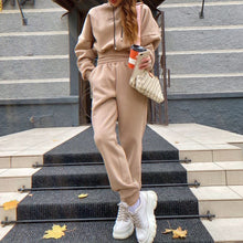 Load image into Gallery viewer, Casual Hooded Sweatshirt + Pants Set

