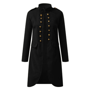 Elegant Solid Color Round Neck Long Sleeve Button Coat