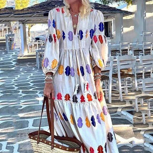 Fashion V Neck Vacation Maxi Dress