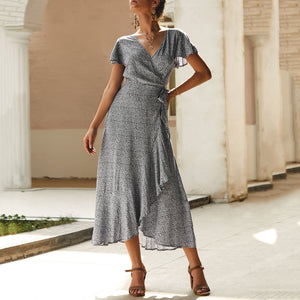 V-Neck Print Maxi Dress