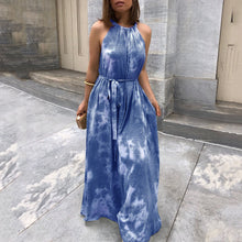 Load image into Gallery viewer, Tie-Dye Printed A-Line Sleeveless Maxi Dress
