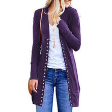Load image into Gallery viewer, Solid Color Button Mid-Length Cardigan
